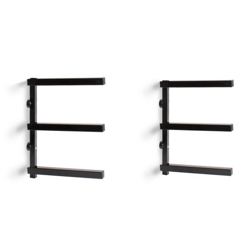 XPOTool 2 db fém polcrendszer fa tárolására, 31 x 3 x 45,5 cm, 3 szintes konzolos állvány fekete 64769