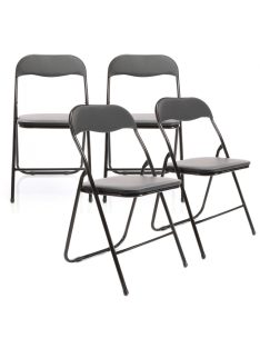   Összecsukható étkezőszék szék 4 db-os szett acél 46x50x81 cm fekete 64772