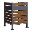 Hulladéktároló kerítés egy kukához 3 oldafallal fa megjelenésű és antracit acél 245x120x5 cm 64811