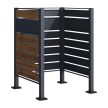 Hulladéktároló kerítés egy kukához 3 oldafallal fa megjelenésű és antracit acél 245x120x5 cm 64811