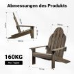 Tömörfa Adirondack kerti szék 89x72x92,5 cm ergonomikus kerti szék fenyőből 65063