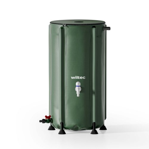 Összecsukható esővízgyűjtő hordó 100 l fedéllel 620 g/m² PVC-ből csappal 65099