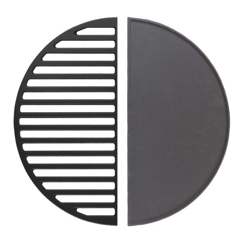 Öntöttvas grillrács és grilllap grillkiegészítők BBQ-hoz 46,7x22,8x1,5 cm 65541