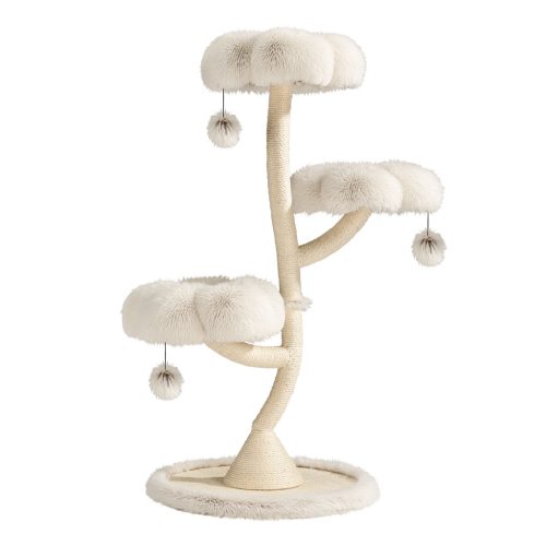 Fudajo dizájner macskabútor, macskakaparófa 25 cm magas, szizál és plüss 3 szintes 65611