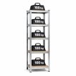 Nagy teherbírású horganyzott csavarmentes acél 5 polcos rendszer, 40x40x180 cm 65833