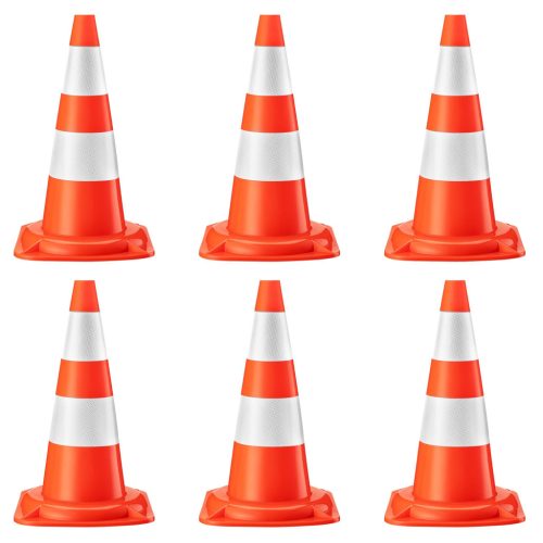 Közlekedési bóják, forgalomirányító terelőkúpok 50 cm magas 6 darabos szett 65927